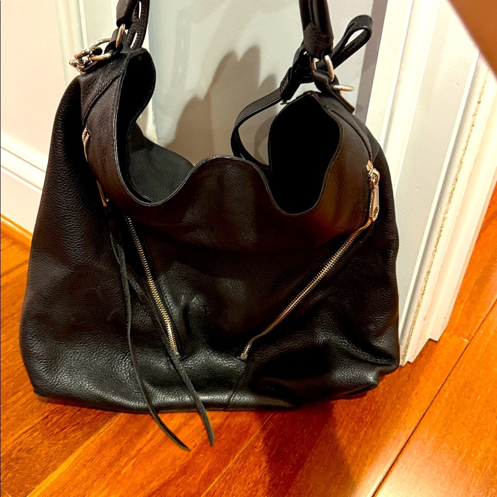 Rebecca Minkoff, Elegant Black Leather Women's Moto Hobo Bag, UIGC